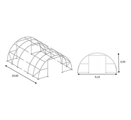 Konstrukce haly 9,15m x 26m x 4,5m