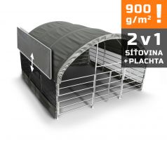 Přístřešek pro zvířata 6x6 m, vč. hrazení, 900g/m2 síť + plachta (2v1)