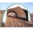 Plachtová hala šířka: 6,1 m, délka: 12,8 m, výška: 3,66 m, PVC 650g/m2, BÍLÁ SE ZEL. LEMEM