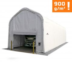 Plachtová garáž na autobus / nákladní automobil / multifunkční hala, Š 5,5 × D 15 × V 5,3 m, 900 g/m2, bílá