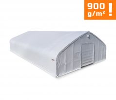 Plachtová hala šířka: 21,35 m, délka: 36,6 m, výška: 8,54 m, PVC 900 g/m2 bílá